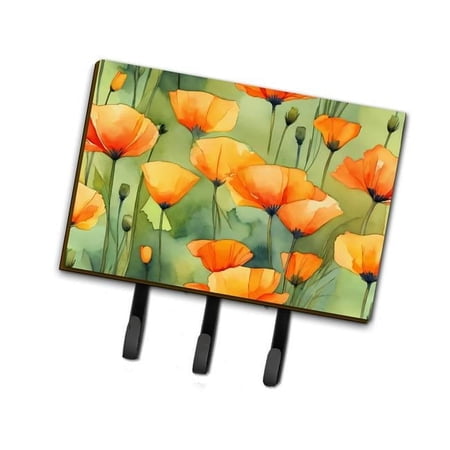 California California Poppies in Watercolor Leash or Key Holder 6 in x 9 in