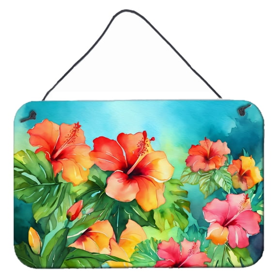 Carolines Treasures DAC1642DS812 12 x 8 in. Unisex Hawaii Hawaiian Hibiscus in Watercolor Wall or Door Hanging Prints