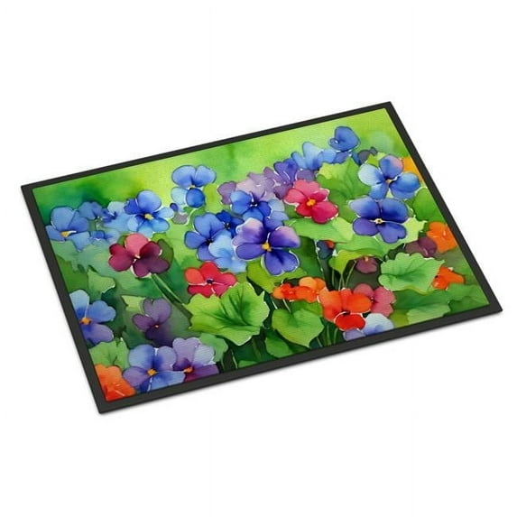 Carolines Treasures DAC1648JMAT 24 x 36 in. Unisex Illinois Violet in Watercolor Indoor or Outdoor Mat