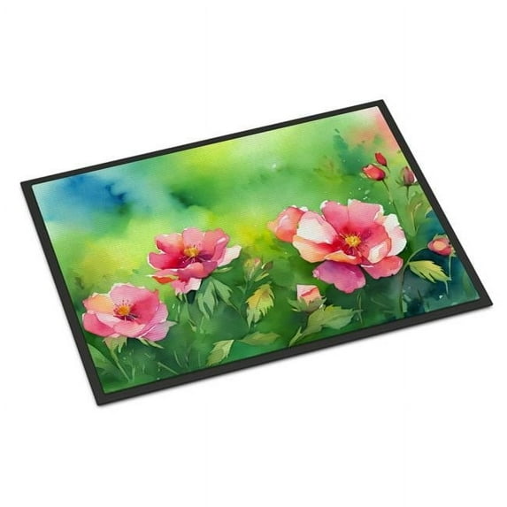 Carolines Treasures DAC1651JMAT 24 x 36 in. Unisex Iowa Wild Prairie Roses in Watercolor Indoor or Outdoor Mat