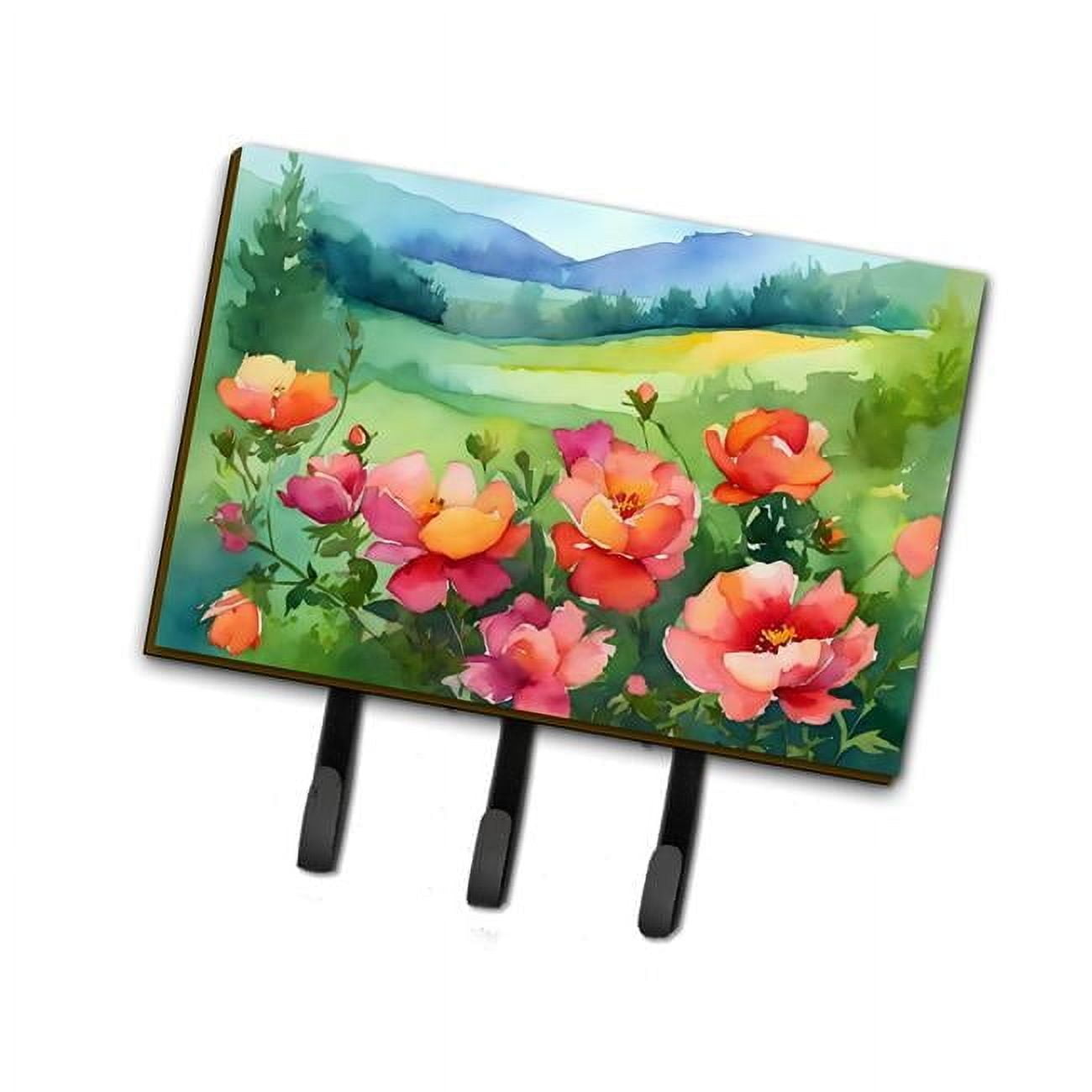 Iowa Wild Prairie Roses in Watercolor Leash or Key Holder 6 in x 9 in