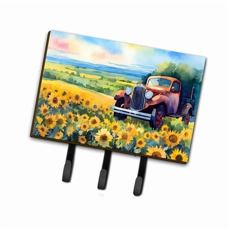 Kansas Sunflowers in Watercolor Leash or Key Holder 6 in x 9 in