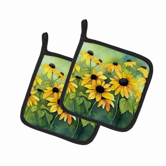 Carolines Treasures DAC1667PTHD 7.5 x 7.5 in. Maryland Black-Eyed Susans in Watercolor Pair of Pot Holders