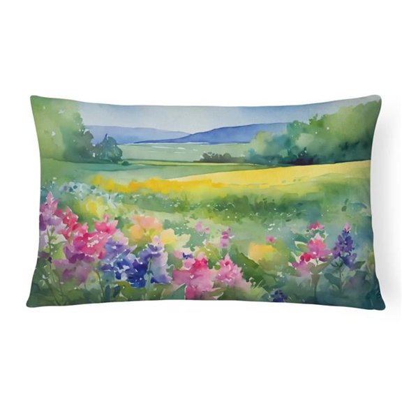 Carolines Treasures DAC1670PW1216 16 x 12 in. Unisex Massachusetts Mayflowers in Watercolor Fabric Decorative Pillow