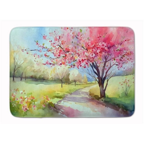 Michigan Apple Blossoms in Watercolor Memory Foam Kitchen Mat 27 in x 19 in