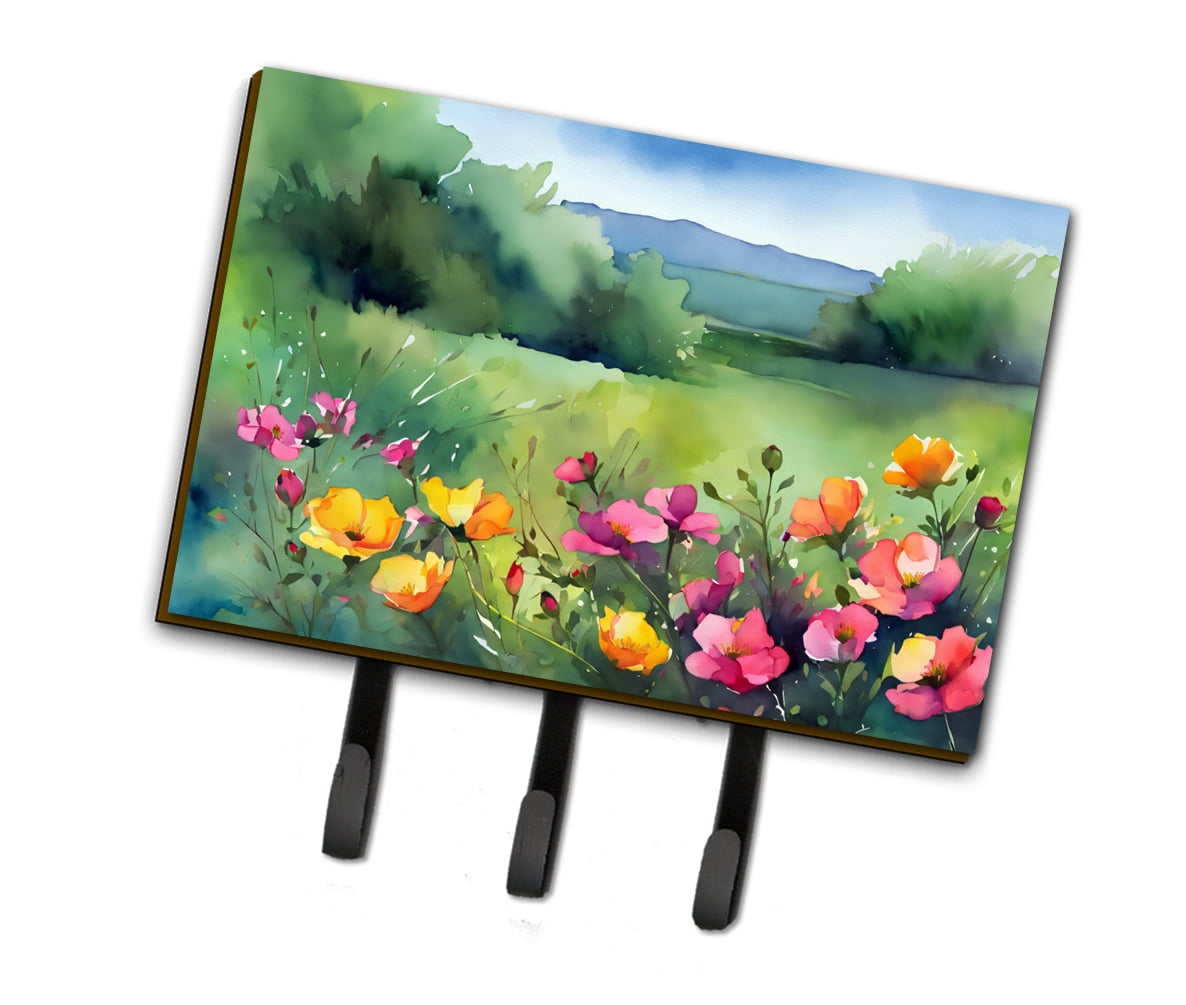 North Dakota Wild Prairie Roses in Watercolor Leash or Key Holder 6 in x 9 in