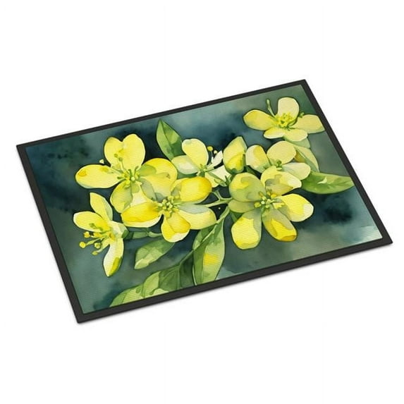 Carolines Treasures DAC1704JMAT 24 x 36 in. Unisex South Carolina Yellow Jessamine in Watercolor Indoor or Outdoor Mat
