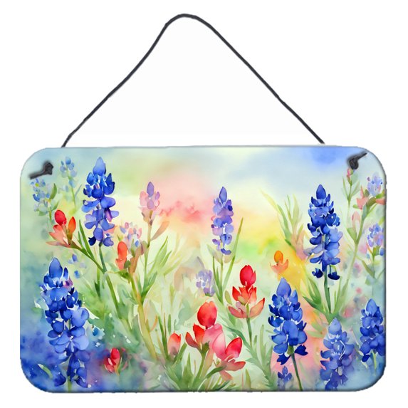 Carolines Treasures DAC1708DS812 12 x 8 in. Unisex Texas Bluebonnets in Watercolor Wall or Door Hanging Prints