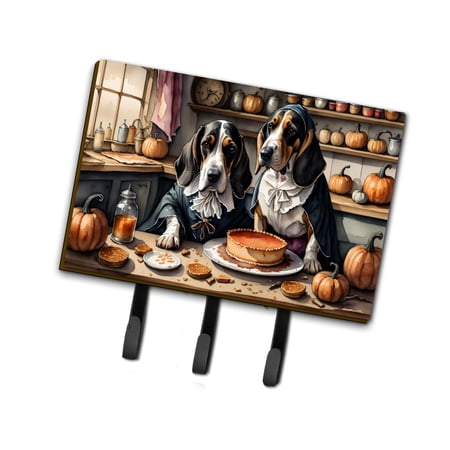 Basset Hound Fall Kitchen Pumpkins Leash or Key Holder 6 in x 9 in
