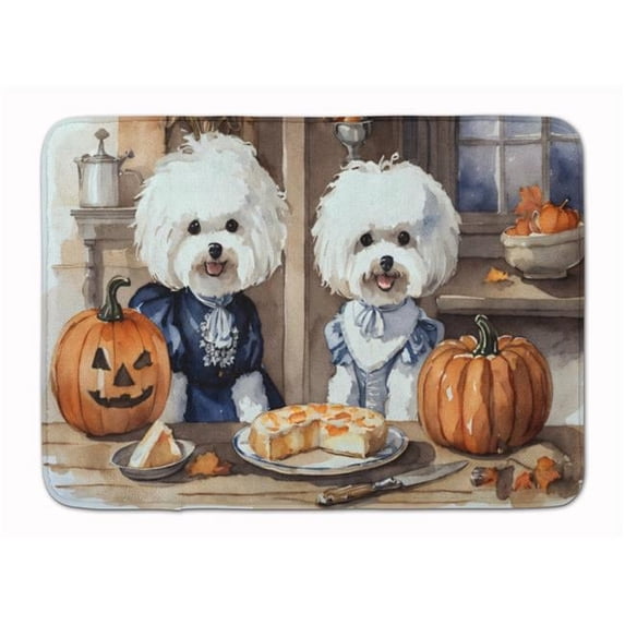 Carolines Treasures DAC1739RUG 19 x 27 in. Unisex Bichon Frise Fall Kitchen Pumpkins Memory Foam Kitchen Mat