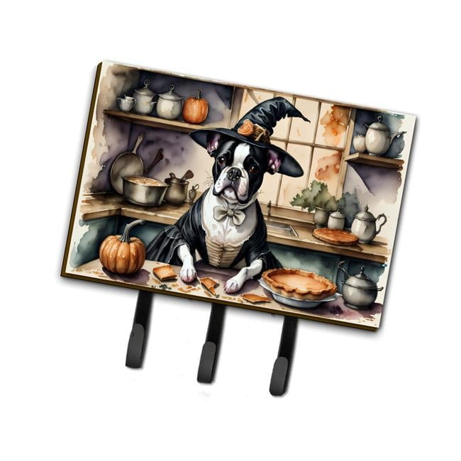Carolines Treasures DAC1748TH68 9 x 6 in. Unisex Boston Terrier Fall Kitchen Pumpkins Leash or Key Holder
