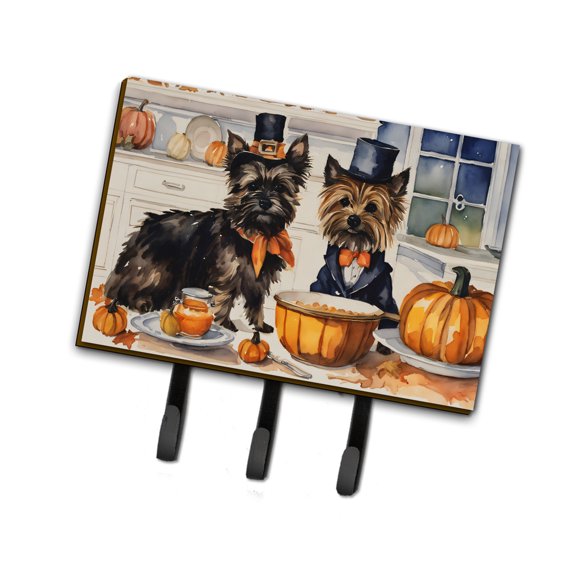 Cairn Terrier Fall Kitchen Pumpkins Leash or Key Holder 6 in x 9 in