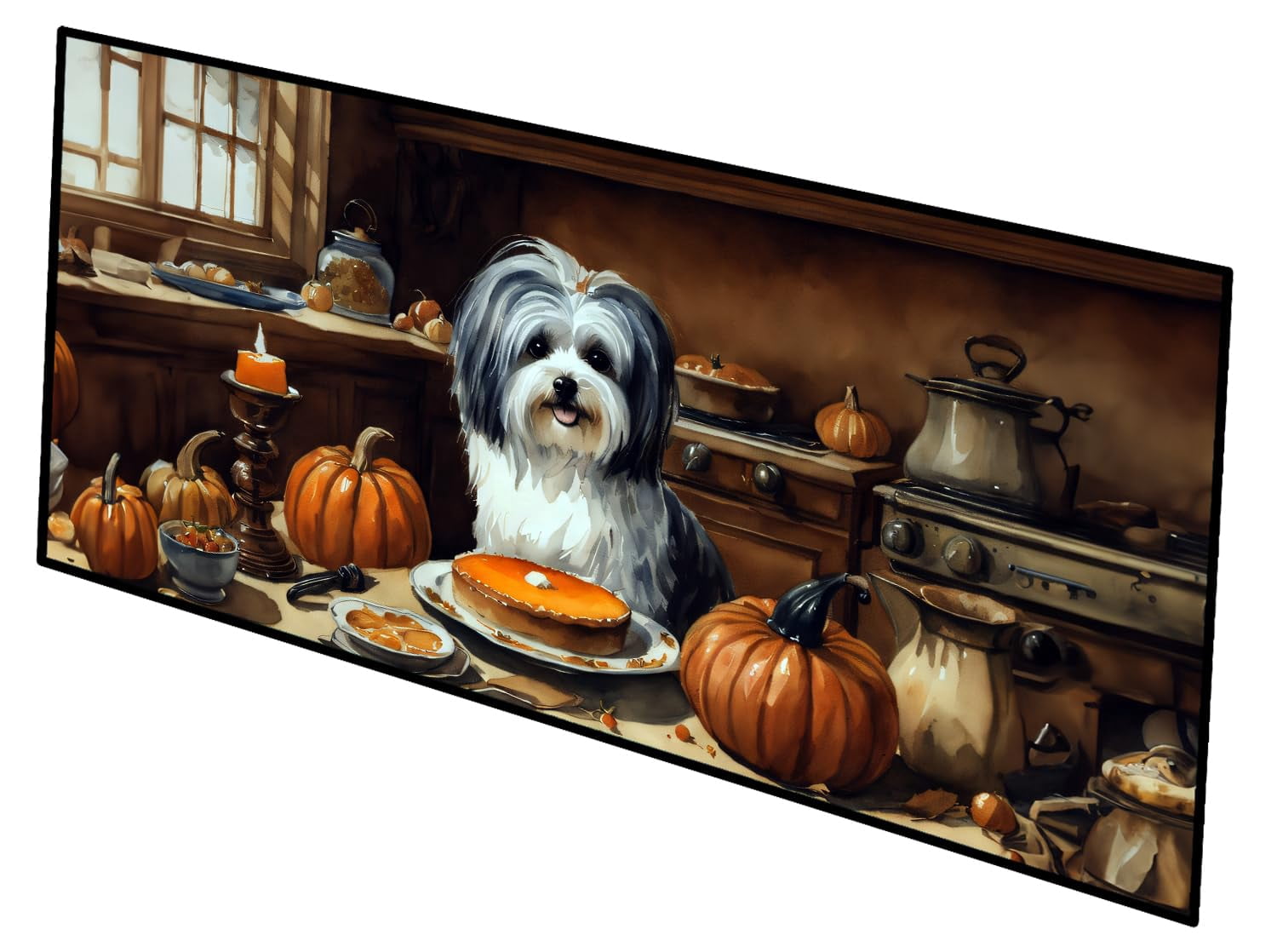 Caroline's Treasures Havanese Fall Kitchen Pumpkins Runner Mat 28x58 Front Door Mat Indoor Outdoor Rugs for Entryway Hallway Foyer Non Slip Washable Wide Doormat