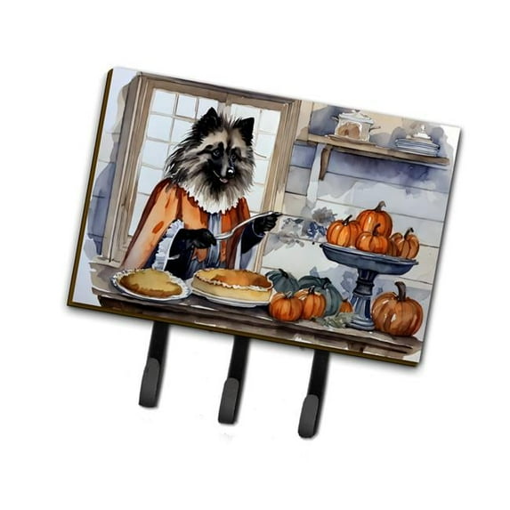Keeshond Fall Kitchen Pumpkins Leash or Key Holder 6 in x 9 in