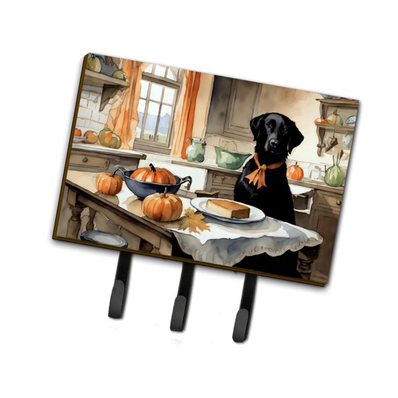 Black Lab Fall Kitchen Pumpkins Leash or Key Holder 6 in x 9 in