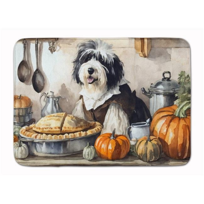 Carolines Treasures DAC1797RUG 19 x 27 in. Unisex Old English Sheepdog Fall Kitchen Pumpkins Memory Foam Kitchen Mat