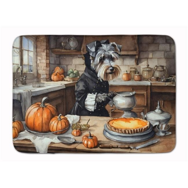 Carolines Treasures DAC1808RUG 19 x 27 in. Unisex Schnauzer Fall Kitchen Pumpkins Memory Foam Kitchen Mat