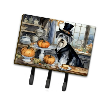 Schnauzer Fall Kitchen Pumpkins Leash or Key Holder 6 in x 9 in
