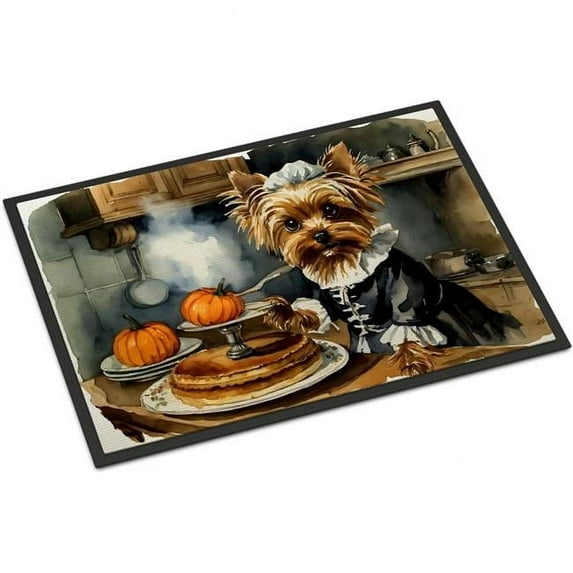 Carolines Treasures DAC1825JMAT 24 x 36 in. Unisex Yorkie Fall Kitchen Pumpkins Indoor or Outdoor Mat