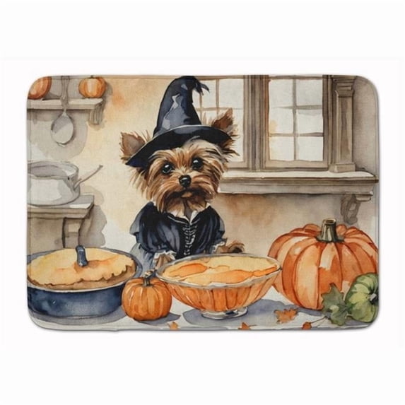 Carolines Treasures DAC1826RUG 19 x 27 in. Unisex Yorkie Fall Kitchen Pumpkins Memory Foam Kitchen Mat