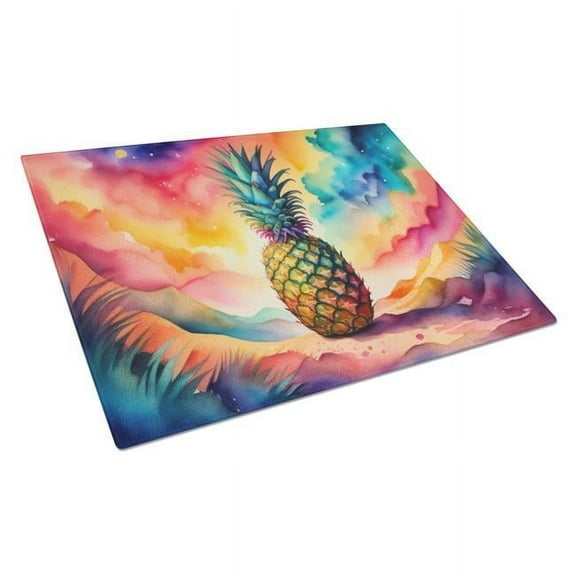 Carolines Treasures DAC1859LCB 15 x 12 in. Colorful Pineapple Glass Cutting Board - Large