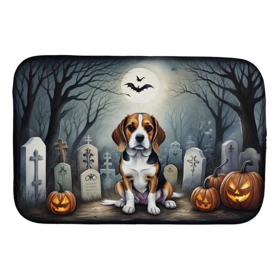 Carolines Treasures DAC2011DDM 21 x 14 in. Beagle Spooky Halloween Dish Drying Mat