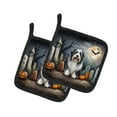 thumbnail image 1 of Carolines Treasures DAC2012PTHD 0.3 x 7.5 x 7.5 in. Bearded Collie Spooky Halloween Pot Holders - Set of 2, 1 of 2