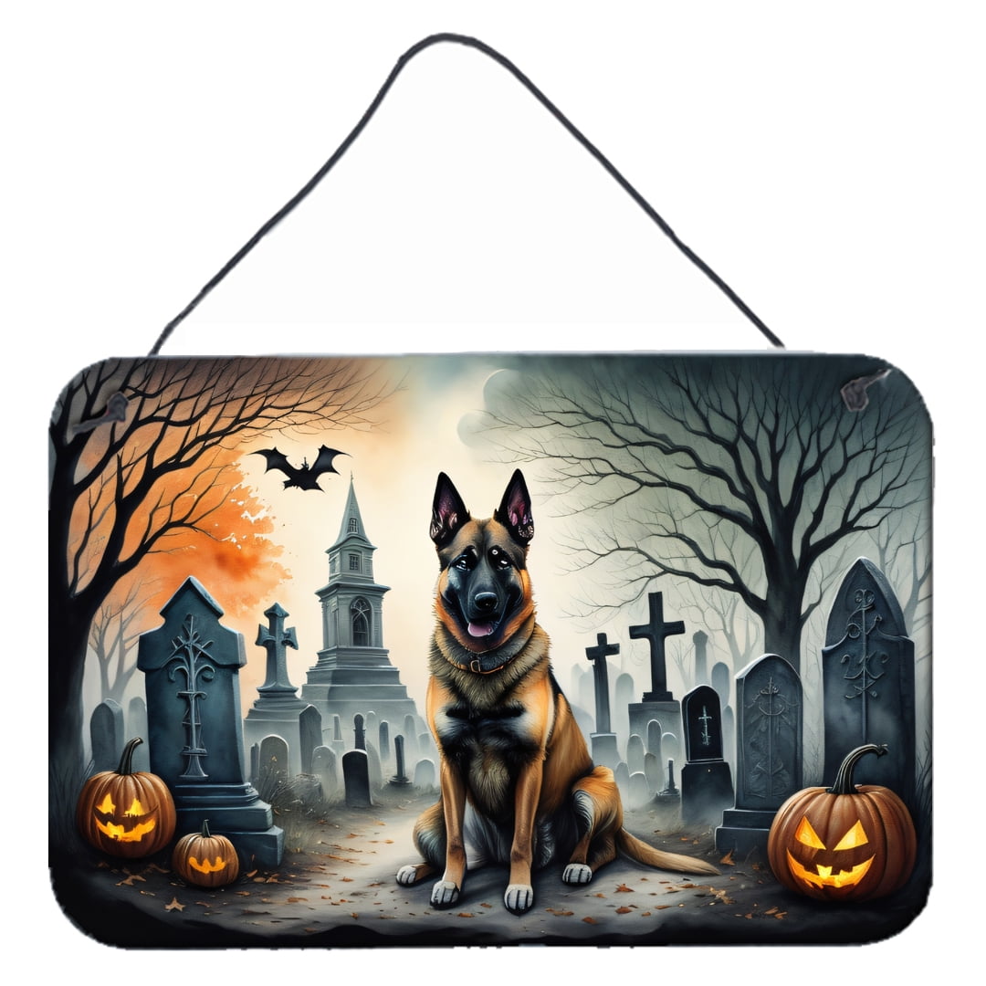 Carolines Treasures DAC2013DS812 12 x 8 in. Belgian Malinois Spooky Halloween Wall or Door Hanging Prints
