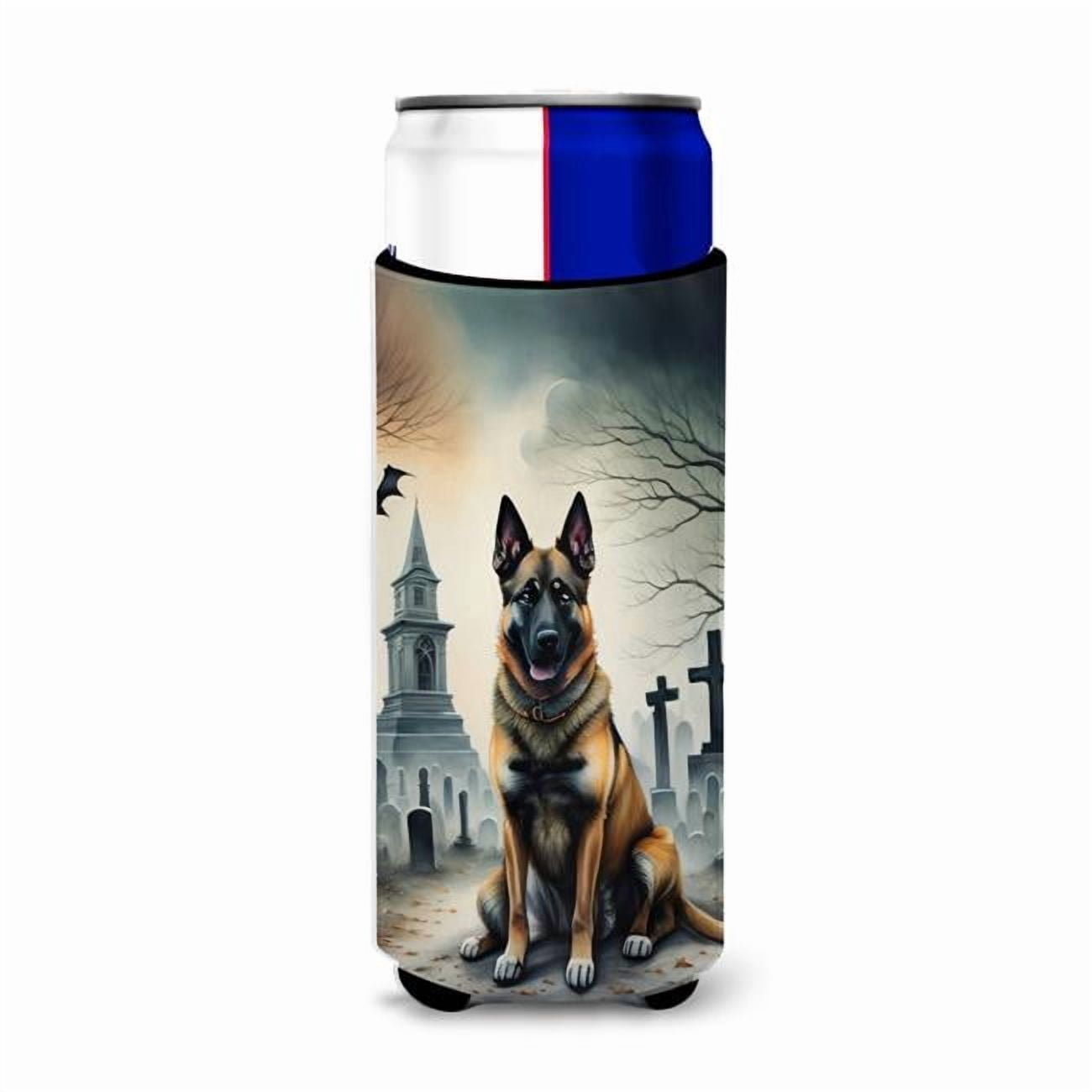 Carolines Treasures DAC2013MUK 0.25 x 6.5 x 4 in. Belgian Malinois Spooky Halloween Hugger for Ultra Slim Cans