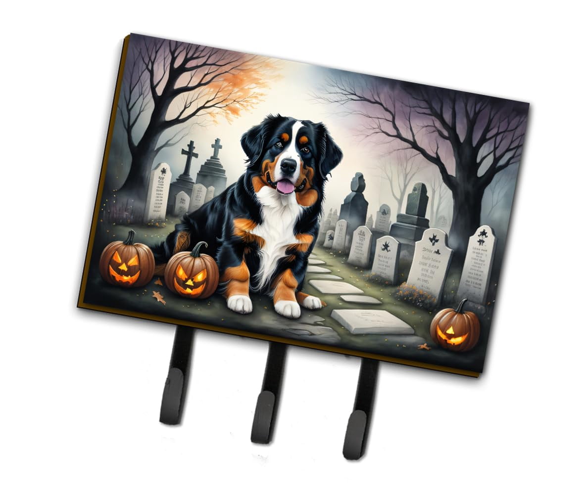 Bernese Mountain Dog Spooky Halloween Leash or Key Holder 6 in x 9 in