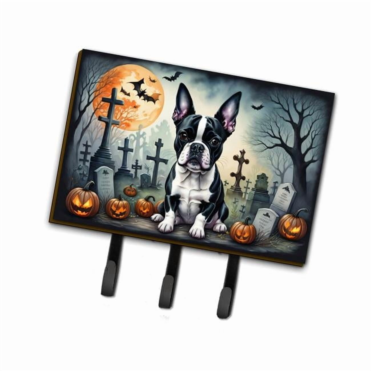 Boston Terrier Spooky Halloween Leash or Key Holder 6 in x 9 in