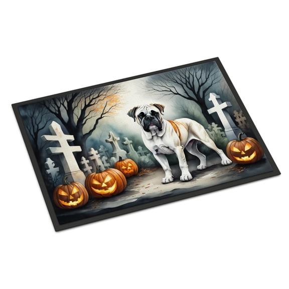 Caroline's Treasures DAC2025MAT Boxer Spooky Halloween Doormat 18x27 Front Door Mat Indoor Outdoor Rugs for Entryway, Non Slip Washable Low Pile, 18H X 27W