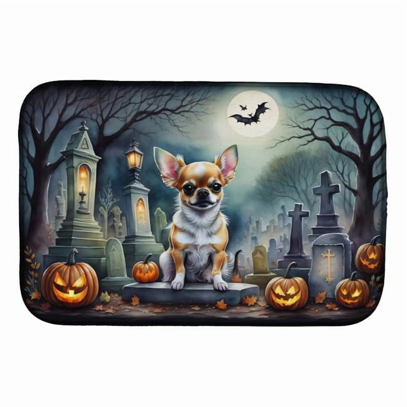 Carolines Treasures DAC2031DDM 21 x 14 in. Chihuahua Spooky Halloween Dish Drying Mat