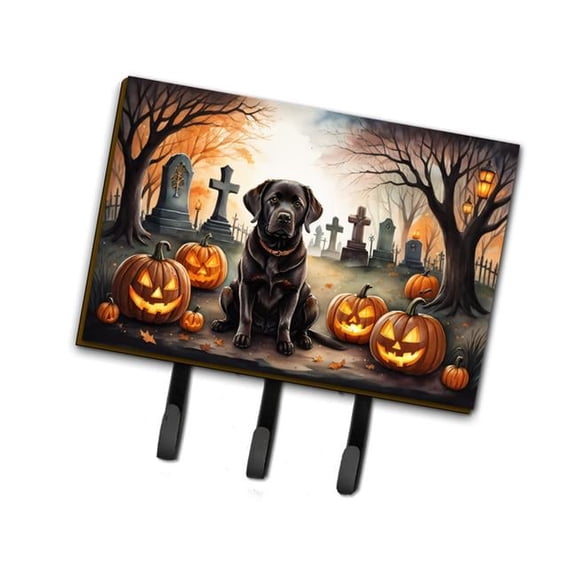 Chocolate Labrador Retriever Spooky Halloween Leash or Key Holder 6 in x 9 in
