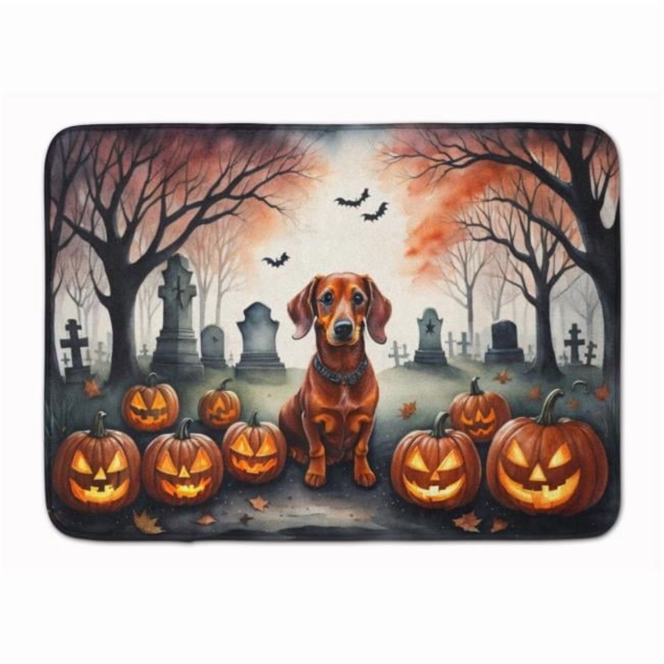 Carolines Treasures DAC2035RUG 19 x 27 in. Unisex Dachshund Spooky Halloween Memory Foam Kitchen Mat