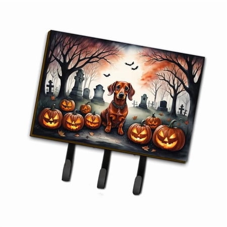 Dachshund Spooky Halloween Leash or Key Holder 6 in x 9 in