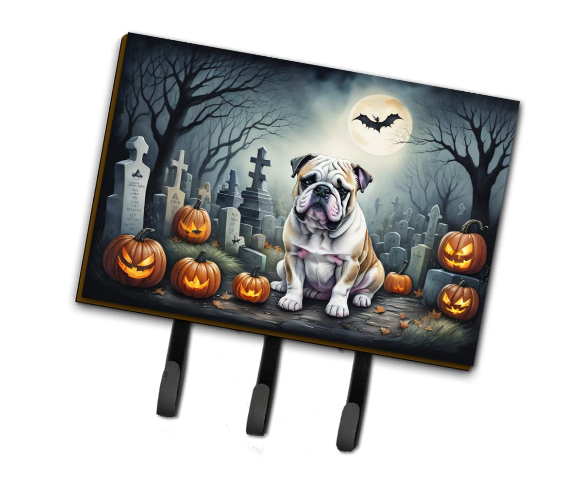 English Bulldog Spooky Halloween Leash or Key Holder 6 in x 9 in