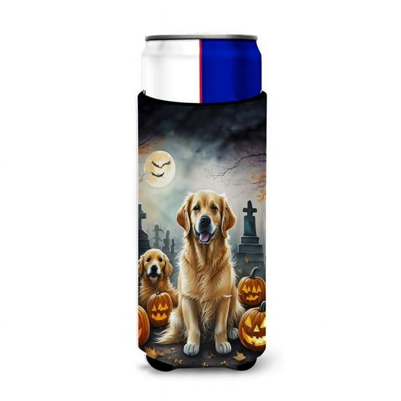 Golden Retriever Spooky Halloween Hugger for Ultra Slim Cans 4 in x 6.5 in