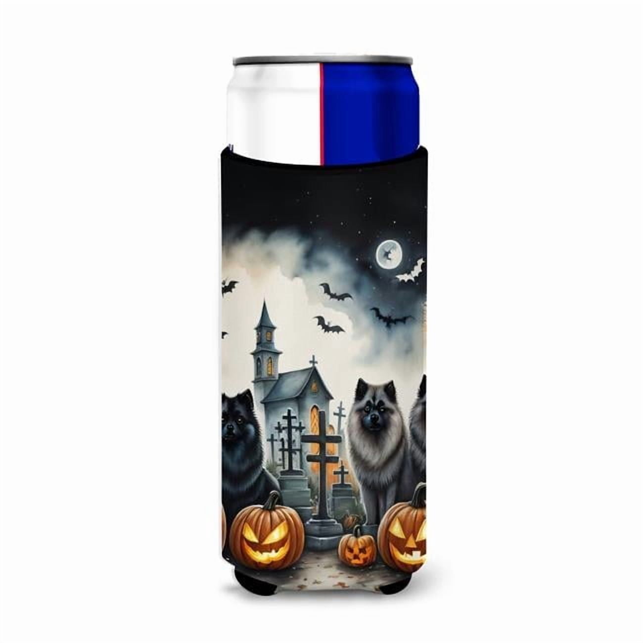 Carolines Treasures DAC2045MUK 0.25 x 6.5 x 4 in. Keeshond Spooky Halloween Hugger for Ultra Slim Cans