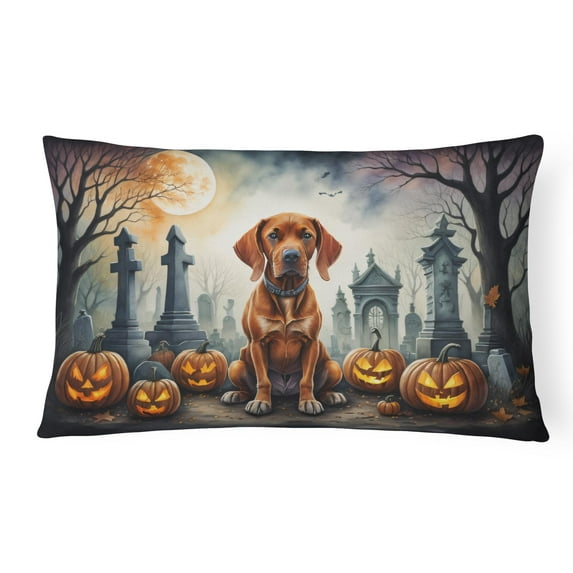 Carolines Treasures DAC2056PW1216 16 x 12 in. Unisex Vizsla Spooky Halloween Fabric Decorative Pillow