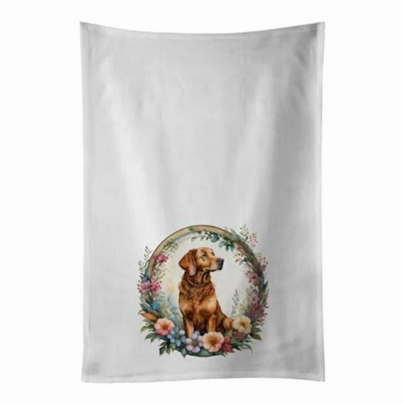 Carolines Treasures DAC2114WTKT 0.1 x 28 x 19 in. Chesapeake Bay Retriever & Flowers Kitchen Towel - Set of 2