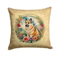 thumbnail image 1 of Norwegian Buhund and Flowers Throw Pillow, 1 of 2
