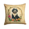 thumbnail image 1 of Portuguese Water Dog and Flowers Throw Pillow, 1 of 2