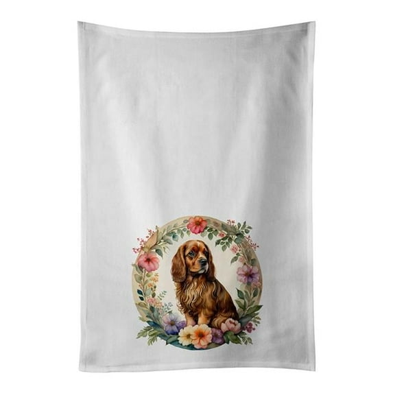 Carolines Treasures DAC2206WTKT 0.1 x 28 x 19 in. Sussex Spaniel & Flowers Kitchen Towel, Set of 2