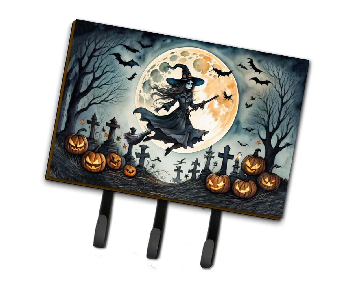 Flying Witch Spooky Halloween Leash or Key Holder 6 in x 9 in
