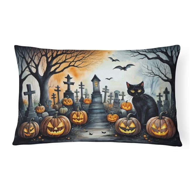 Carolines Treasures DAC2224PW1216 16 x 12 in. Unisex Black Cat Spooky Halloween Fabric Decorative Pillow