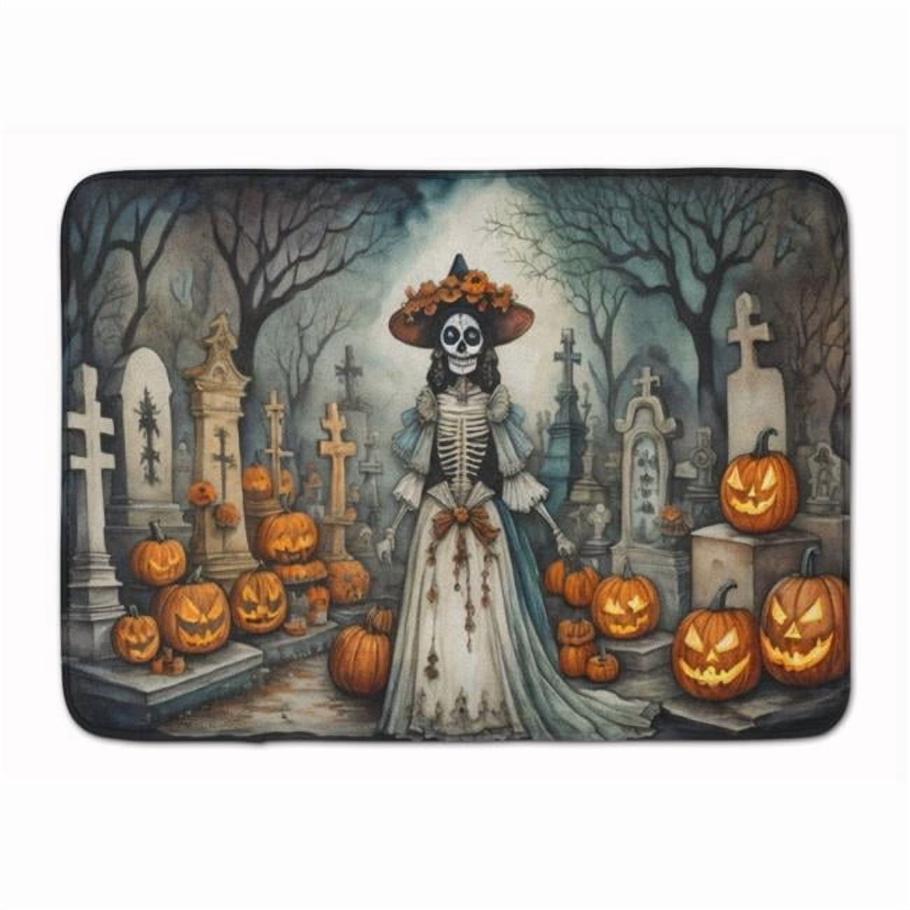 Carolines Treasures DAC2250RUG 19 x 27 in. Unisex La Catrina Skeleton Spooky Halloween Memory Foam Kitchen Mat