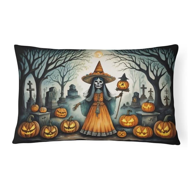 Carolines Treasures DAC2255PW1216 16 x 12 in. Unisex La Llorona Skeleton Spooky Halloween Fabric Decorative Pillow