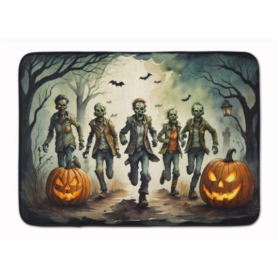 Carolines Treasures DAC2289RUG 19 x 27 in. Unisex Zombies Spooky Halloween Memory Foam Kitchen Mat