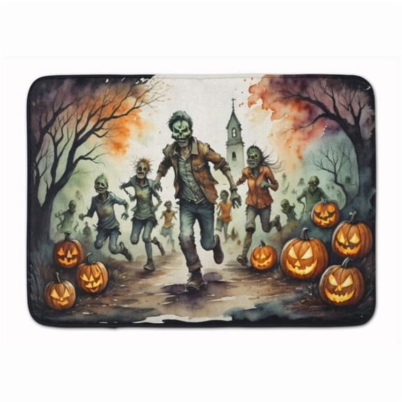 Carolines Treasures DAC2290RUG 19 x 27 in. Unisex Zombies Spooky Halloween Memory Foam Kitchen Mat